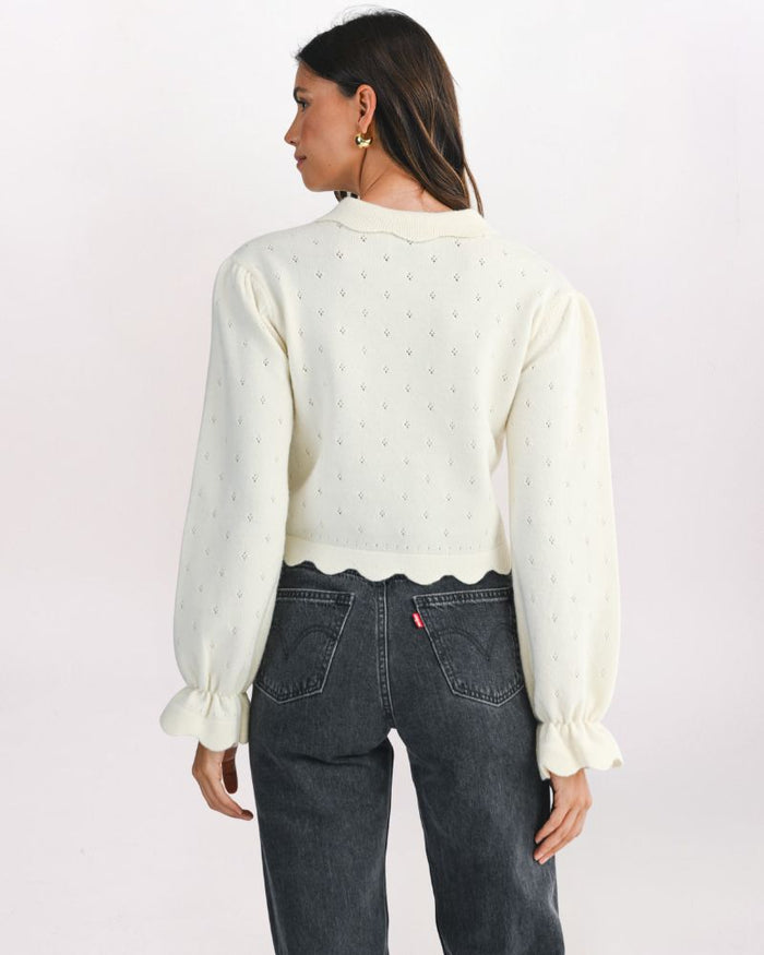 POINTELLE COLLARED SWEATER