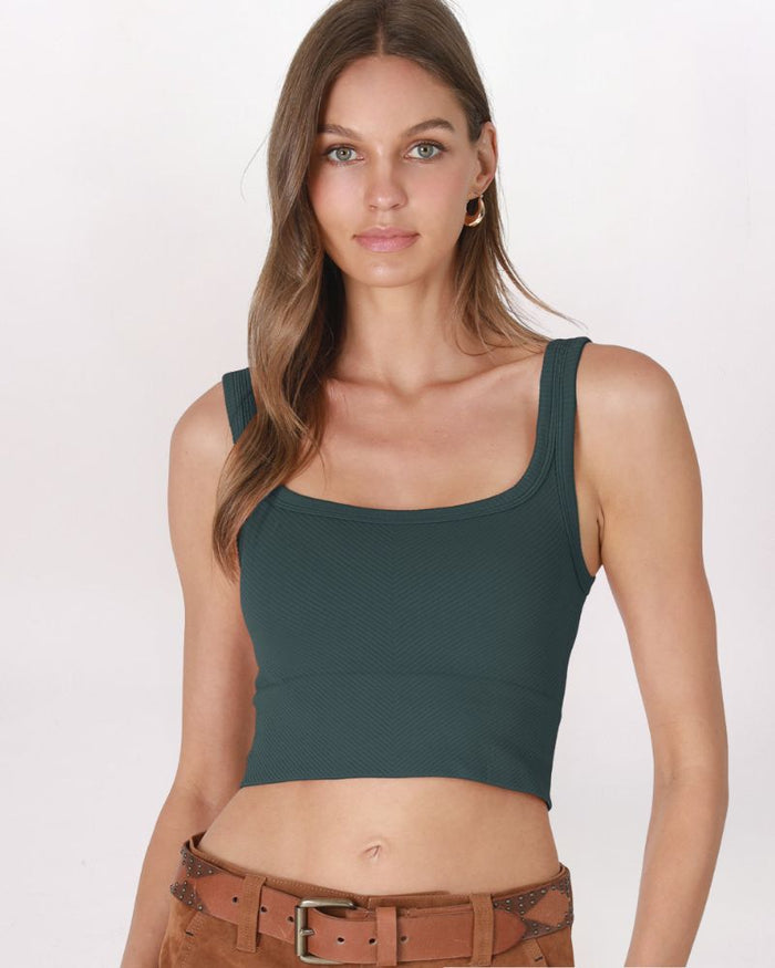 CHEVRON SCOOP NECK TANK, FOREST NIGHT