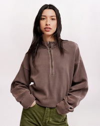 CELESTE QUARTER ZIP SWEATSHIRT, MOCHACHINNO