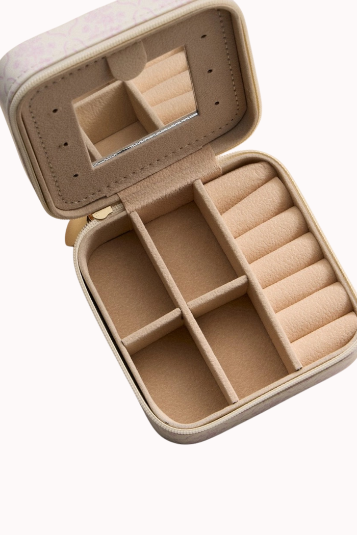 TRAVEL JEWELRY BOX - PINK FLORAL TILE