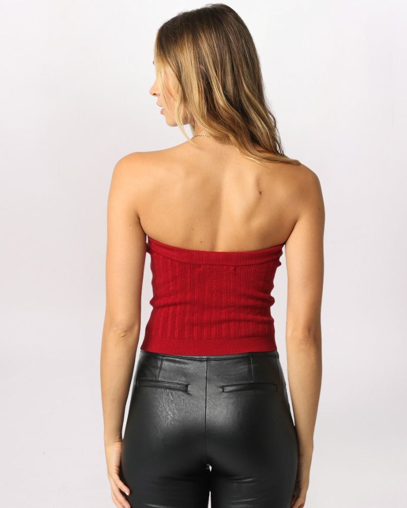 CABLE KNIT TUBE, SCARLET