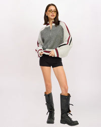 LS STRIPED SLV DTL QZIP SWTR