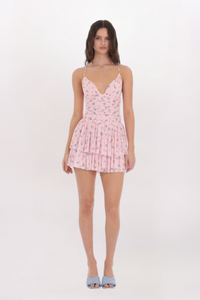 FLORAL MESH TIERED DRESS