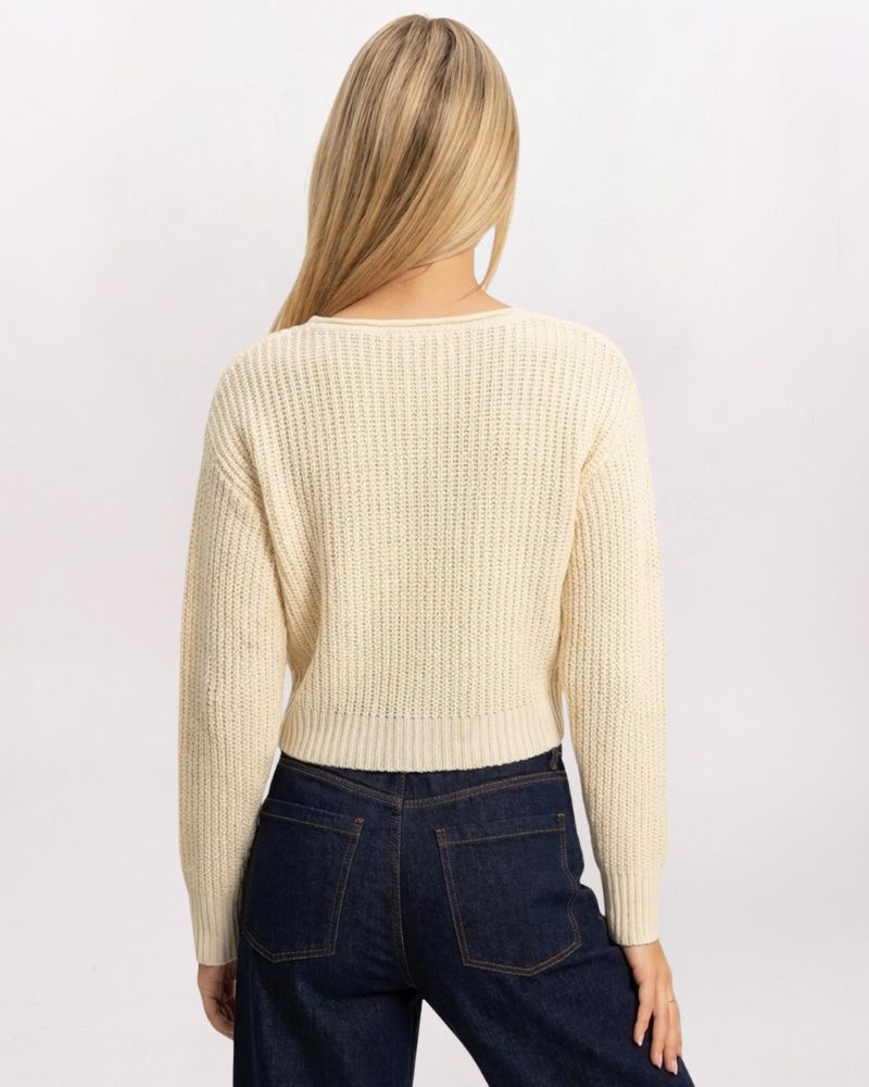 VNECK MINIMALIST CARDIGAN, IVORY