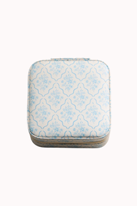 TRAVEL JEWELRY BOX - BLUE FLORAL TILE