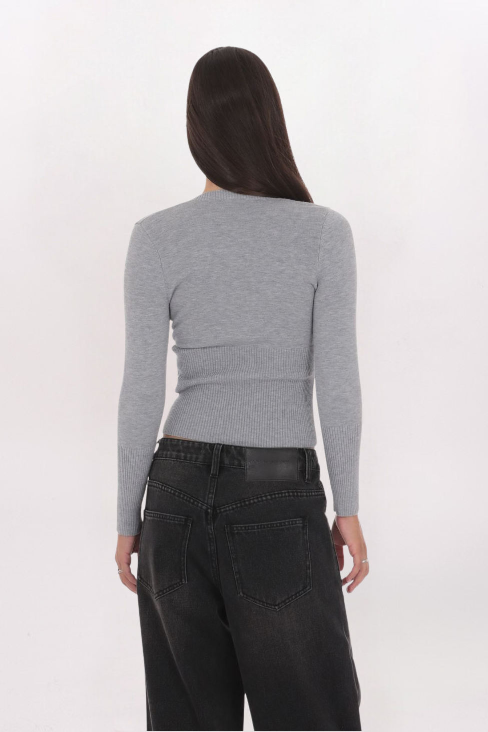 CINCHED RIB CARDIGAN TOP