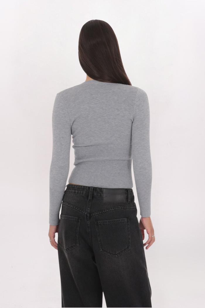 CINCHED RIB CARDIGAN TOP