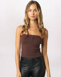 CABLE KNIT TUBE, BROWN