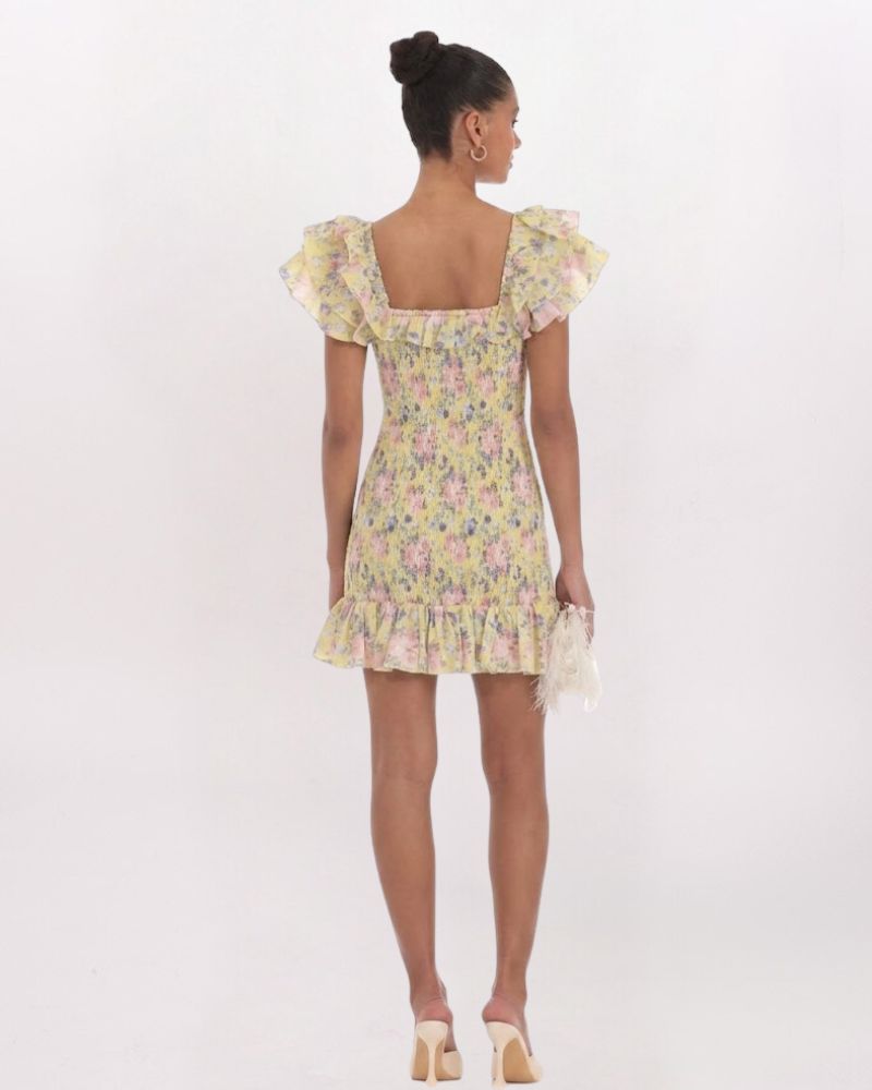CS ROSES SMOCKED RUFFLE DRESS