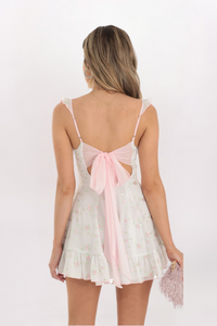 FLORAL CHIFFON FLUTTER DRESS
