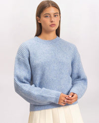 SLOUCHY RIB SWEATER, DUSTY BLUE