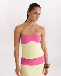 COLORBLOCK TUBE TOP, PINK/YELLOW