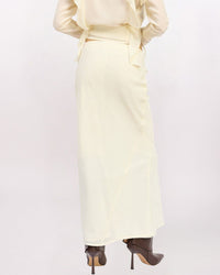 FLORAL JAQUARD SATIN MAXI SKIRT, CREAM