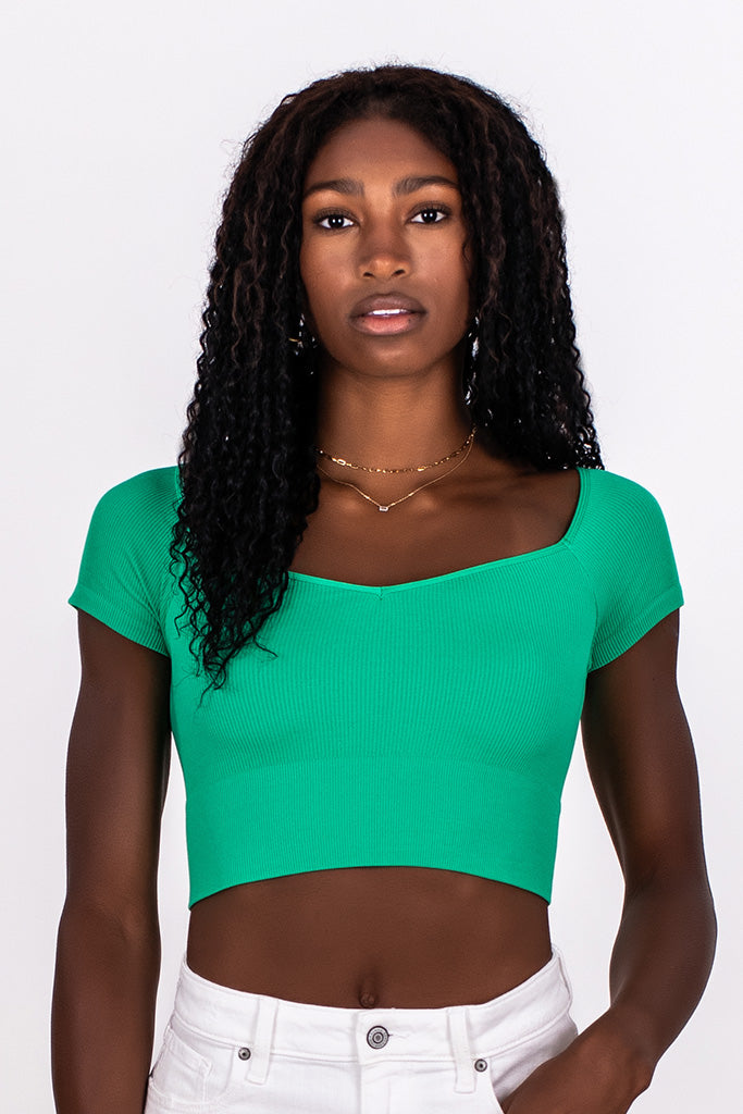 CAP SLEEVE SWEETHEART NECK CROP