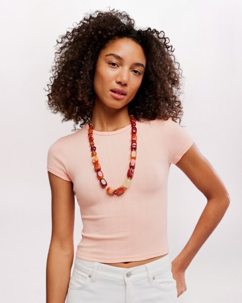 WAIT A MINUTE BABY TEE, TROPICAL PEACH