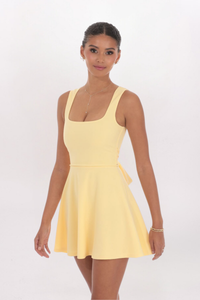 SQUARE NECK BOW BACK DRESS