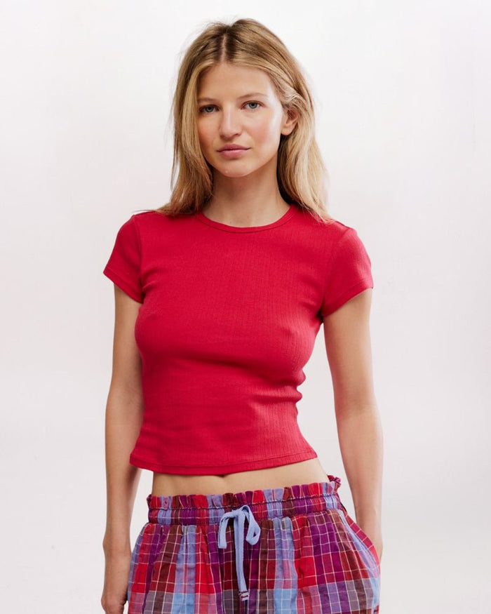 WAIT A MINUTE BABY TEE - LIPSTICK RED