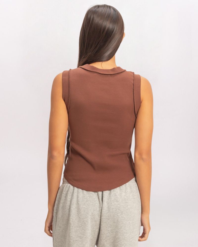 SEAM DETAIL RIB TANK, CHOCOLATE