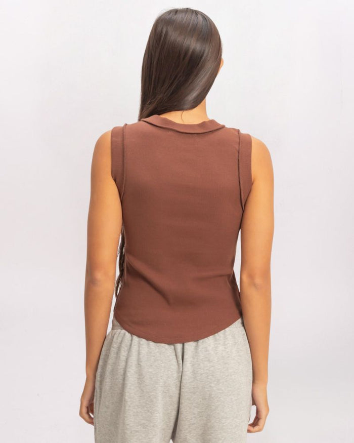 SEAM DETAIL RIB TANK, CHOCOLATE