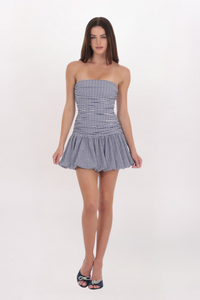STRAPLESS GINGHAM BUBBLE DRESS